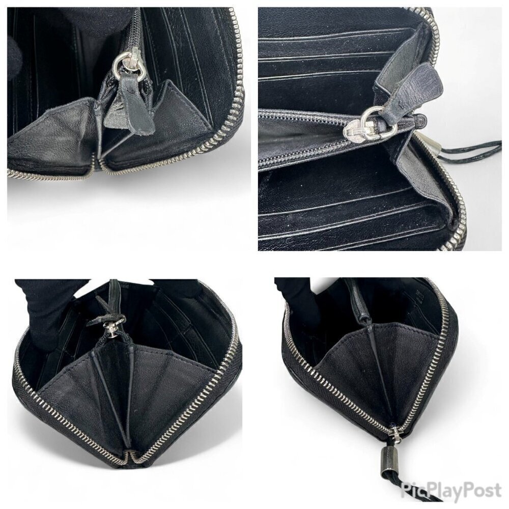 Jimmy Choo Long Black Leather Zippered Wallet, Silver Star Studs w/ Box - USED - Picture 15 of 15